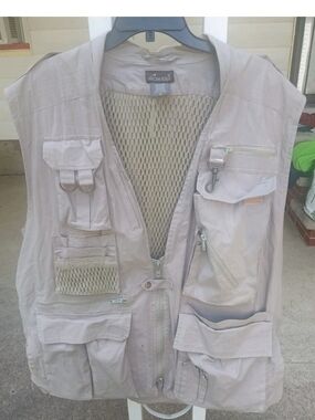 Vtg Mens/Wmn Promaster Light Beige Multi-Pocket Utility Vest Photography Vest Xl